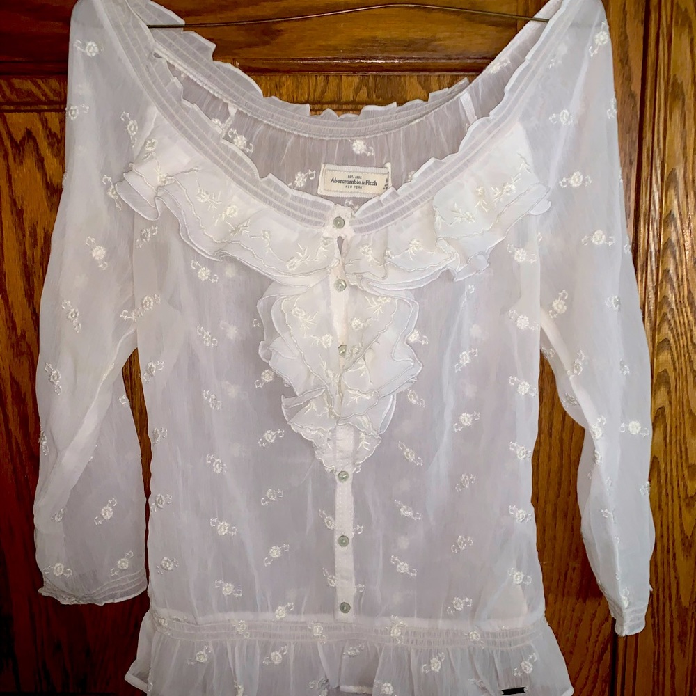 Abercrombie and Fitch- White Ruffle Top- XS